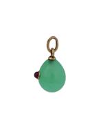 RUSSIAN 14K GOLD AND JADE WITH RUBY EGG PENDANT