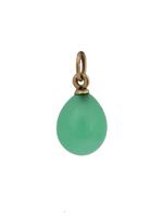 RUSSIAN 14K GOLD AND JADE WITH RUBY EGG PENDANT