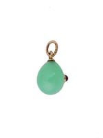 RUSSIAN 14K GOLD AND JADE WITH RUBY EGG PENDANT