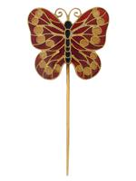 RUSSIAN SILVER PLIQUE A JOUR ENAMEL BUTTERFLY PIN