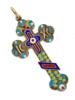 RUSSIAN GILT SILVER ENAMEL ORTHODOX CROSS PENDANT PIC-1