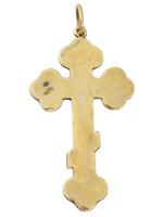 RUSSIAN GILT SILVER ENAMEL ORTHODOX CROSS PENDANT