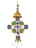 RUSSIAN SILVER ENAMEL CROSS PENDANT WITH PEARLS PIC-0