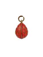 RUSSIAN GILT SILVER GUILLOCHE ENAMEL EGG PENDANT CANCER