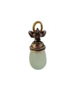 RUSSIAN CARVED JADE EGG PENDANT W SILVER HELMET