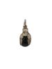 RUSSIAN 84 GILT SILVER OWL BLACK JADE EGG PENDANT PIC-3