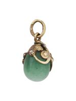 RUSSIAN GILT SILVER JADE RUBY DIAMOND EGG PENDANT