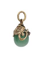 RUSSIAN GILT SILVER JADE RUBY DIAMOND EGG PENDANT