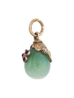 RUSSIAN GILT SILVER JADE RUBY DIAMOND EGG PENDANT