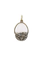 RUSSIAN GILT SILVER ROSE QUARTZ BASKET EGG PENDANT