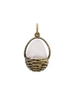 RUSSIAN GILT SILVER ROSE QUARTZ BASKET EGG PENDANT