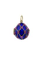 RUSSIAN GILT SILVER ENAMEL RUBY EGG LOCKET PENDANT