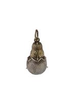 RUSSIAN GILT SILVER RUBY CHICK EGG PENDANT