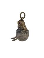 RUSSIAN GILT SILVER RUBY CHICK EGG PENDANT