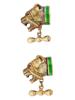 RUSSIAN GILT SILVER ENAMEL RUBY BULLDOG CUFFLINKS PIC-0