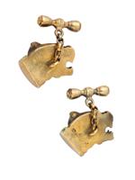 RUSSIAN GILT SILVER ENAMEL RUBY BULLDOG CUFFLINKS