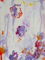 AFTER CY TWOMBLY ABSTRACT FLORAL ACRYLIC PAINTING