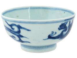 ANTIQUE CHINESE KANGXI BLUE AND WHITE PORCELAIN BOWL