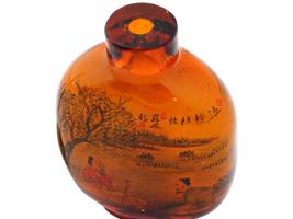 ANTIQUE CHINESE HAND PAINTED GLASS SNUFF BOTTLE