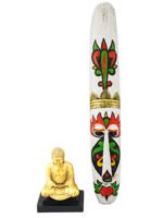 BUDDHA FIGURINE AND INDONESIAN WOODEN WALL MASK