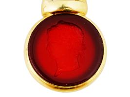 ANTIQUE GRAND TOUR 18K GOLD CARNELIAN INTAGLIO PENDANT