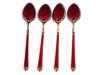 NORWEGIAN GILT SILVER GUILLOCHE ENAMEL TEA SPOONS PIC-1