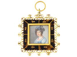 ANTIQUE MINIATURE PAINTING FEMALE PORTRAIT FRAMED