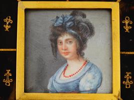 ANTIQUE MINIATURE PAINTING FEMALE PORTRAIT FRAMED