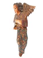 ANTIQUE EUROPEAN HAND CRAFTED WOODEN ANGEL FIGURE