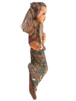 ANTIQUE EUROPEAN HAND CRAFTED WOODEN ANGEL FIGURE