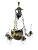 ANTIQUE EARLY 20TH C BRONZE AND GLASS CHANDELIER PIC-1