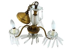 VINTAGE GILT BRASS AND LEAD CRYSTAL CHANDELIER