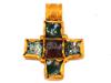 ANCIENT BYZANTINE GLASS CROSS PENDANT IN GOLD FITTINGS PIC-1