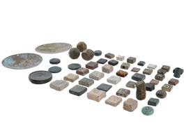 ANCIENT COLLECTION STONE BRONZE SCALES AND WEIGHTS