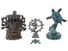 BRONZE GANESHA SHIVA AND SEA TURTLES FIGURES PIC-0