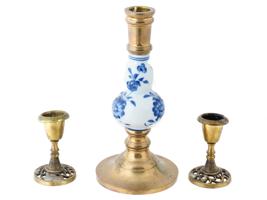 VARIOUS BRONZE AND BRASS CANDLESTICK HOLDERS