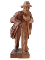 FOLK ART HAND CARVED WOODEN FIGURINE OF TRAVEL MAN