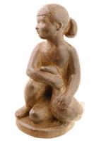 SPANISH AMPHORA CASR CERAMIC FIGURE OF GIRL GOOSE