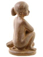 SPANISH AMPHORA CASR CERAMIC FIGURE OF GIRL GOOSE