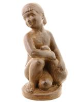 SPANISH AMPHORA CASR CERAMIC FIGURE OF GIRL GOOSE