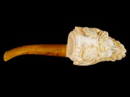 LARGE TURKISH HAND CARVED BLOCK MEERSCHAUM PIPE