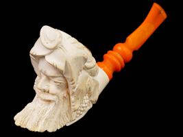 LARGE TURKISH HAND CARVED BLOCK MEERSCHAUM PIPE