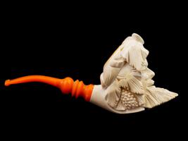 LARGE TURKISH HAND CARVED BLOCK MEERSCHAUM PIPE