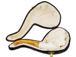 LARGE TURKISH HAND CARVED BLOCK MEERSCHAUM PIPE