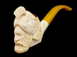 LARGE TURKISH HAND CARVED BLOCK MEERSCHAUM PIPE