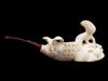 LARGE TURKISH HAND CARVED BLOCK MEERSCHAUM PIPE PIC-2