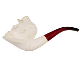 LARGE TURKISH HAND CARVED BLOCK MEERSCHAUM PIPE