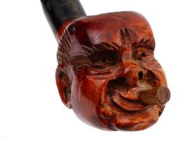 LARGE VINTAGE HAND CARVED WOODEN SMOKING PIPE