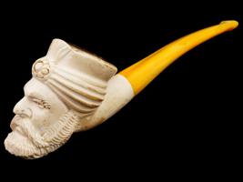 LARGE TURKISH HAND CARVED BLOCK MEERSCHAUM PIPE