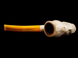 LARGE TURKISH HAND CARVED BLOCK MEERSCHAUM PIPE